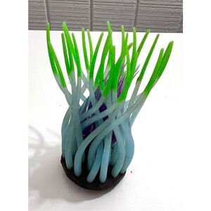 1 Pc Fluorescent Artificial Sea Anemone Coral Aquarium Tank Landscape Green